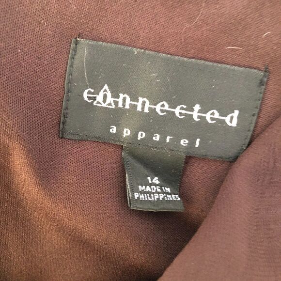 Connected Apparel Brown V-Neck Satin Ruched A-Line Cocktail Dress Size 14 - Picture 6 of 12